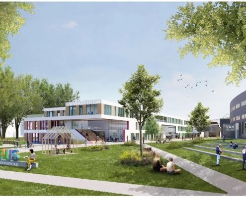 Foto  impressie nieuwe Campus Emmeloord.  Foto bron: Presentatie gemeenteraad Noordoostpolder)